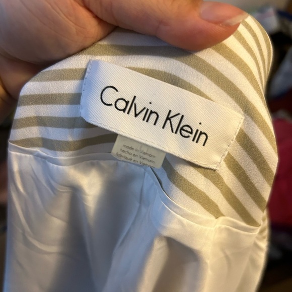 CALVIN KLEIN BEIGE STRIPED BLAZER - Picture 3 of 6